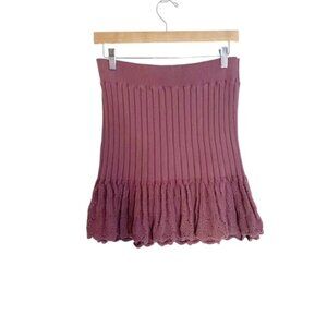 Free People Flounced Pointelle Sweater Skirt Small